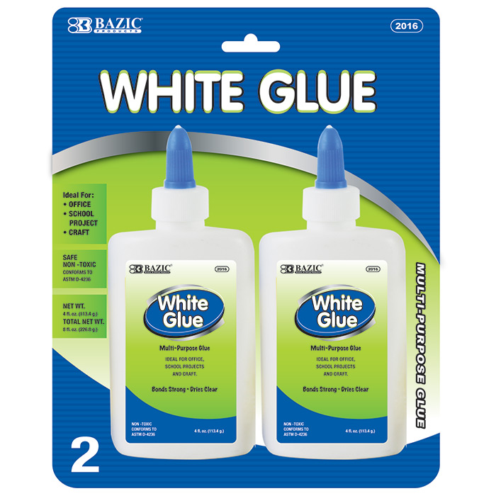 White Glue Bottle, 4oz, 2/Pack Mazer Wholesale