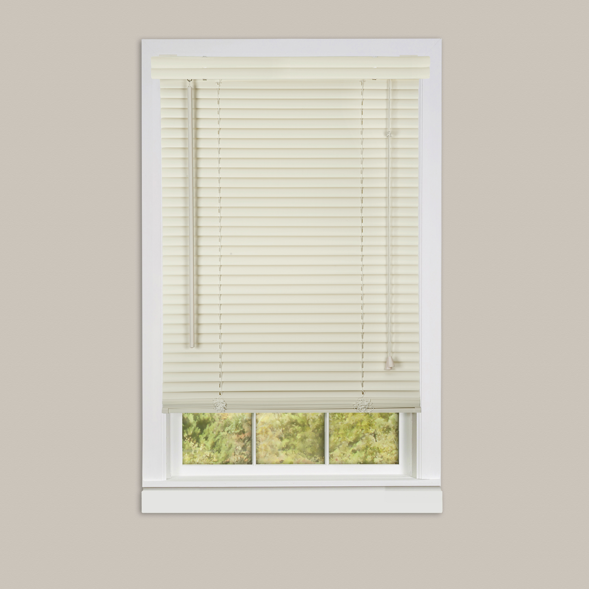 Inexpensive Mini Blinds, 27x64, Vinyl, Alabaster Mazer Wholesale