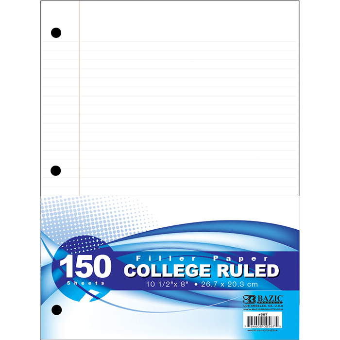 College ruled notebook paper Mazer Wholesale