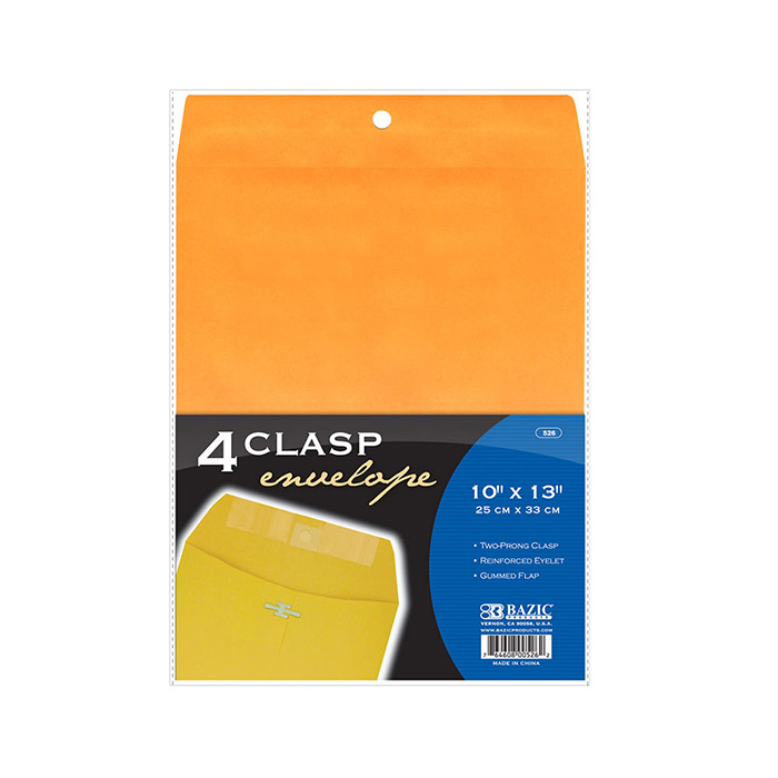 10" X 13" Clasp Envelope (4/Pack) Mazer Wholesale, Inc.